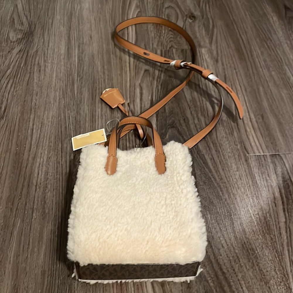 NWT Michael Kors Sinclair XS NS Sherpa Tote Crossbody Leather - Picture 4 of 7